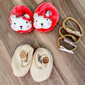 Winter Baby Accessories Headbands Bows Cat Knit Slipper Shoes Size 1